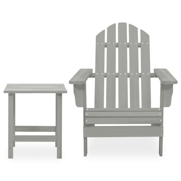 Neena 2pc Outdoor Adirondack Chair and Side Table, Slatted Gray Firwood - BM339772