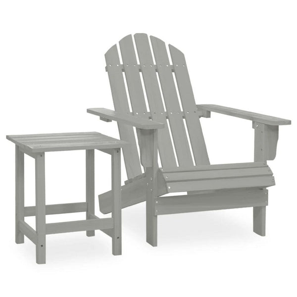 Neena 2pc Outdoor Adirondack Chair and Side Table, Slatted Gray Firwood - BM339772