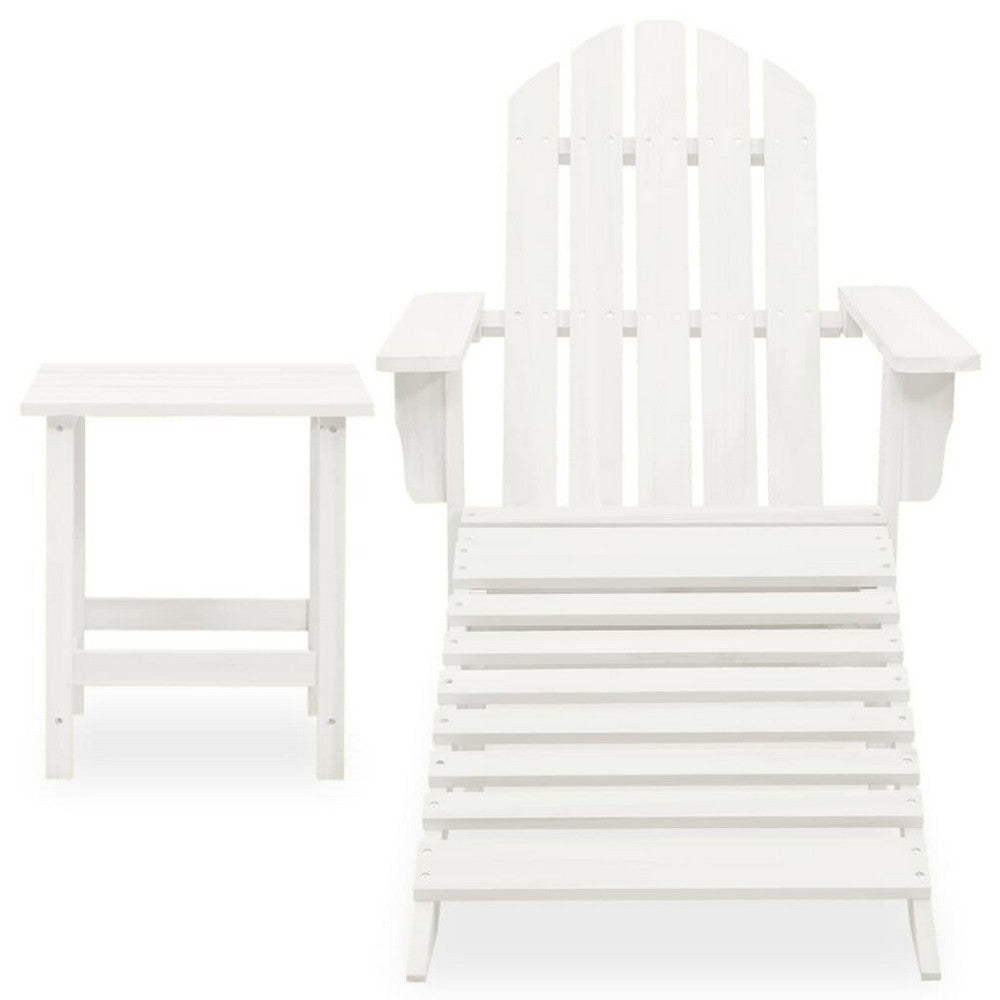 Neena 3pc Outdoor Adirondack Chair Set, White Wood, End Table and Ottoman - BM339773