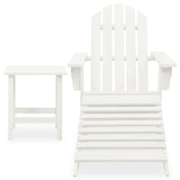 Neena 3pc Outdoor Adirondack Chair Set, White Wood, End Table and Ottoman - BM339773