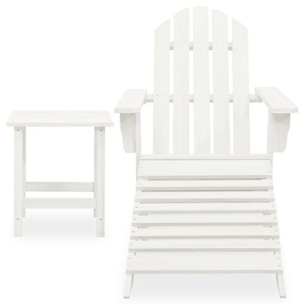 Neena 3pc Outdoor Adirondack Chair Set, White Wood, End Table and Ottoman - BM339773
