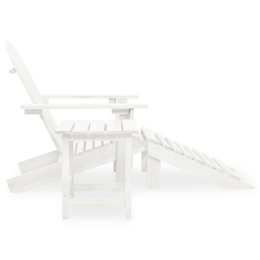 Neena 3pc Outdoor Adirondack Chair Set, White Wood, End Table and Ottoman - BM339773