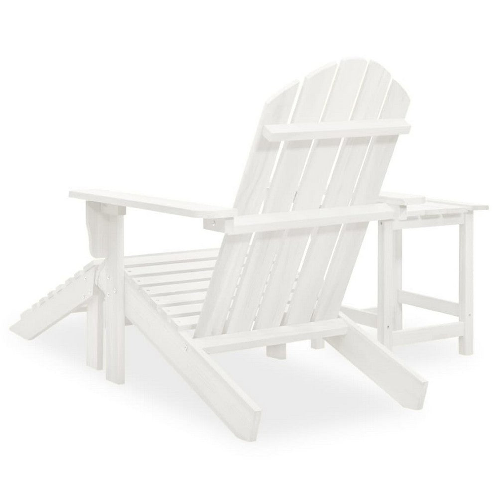 Neena 3pc Outdoor Adirondack Chair Set, White Wood, End Table and Ottoman - BM339773