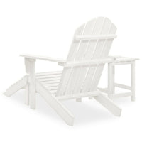Neena 3pc Outdoor Adirondack Chair Set, White Wood, End Table and Ottoman - BM339773