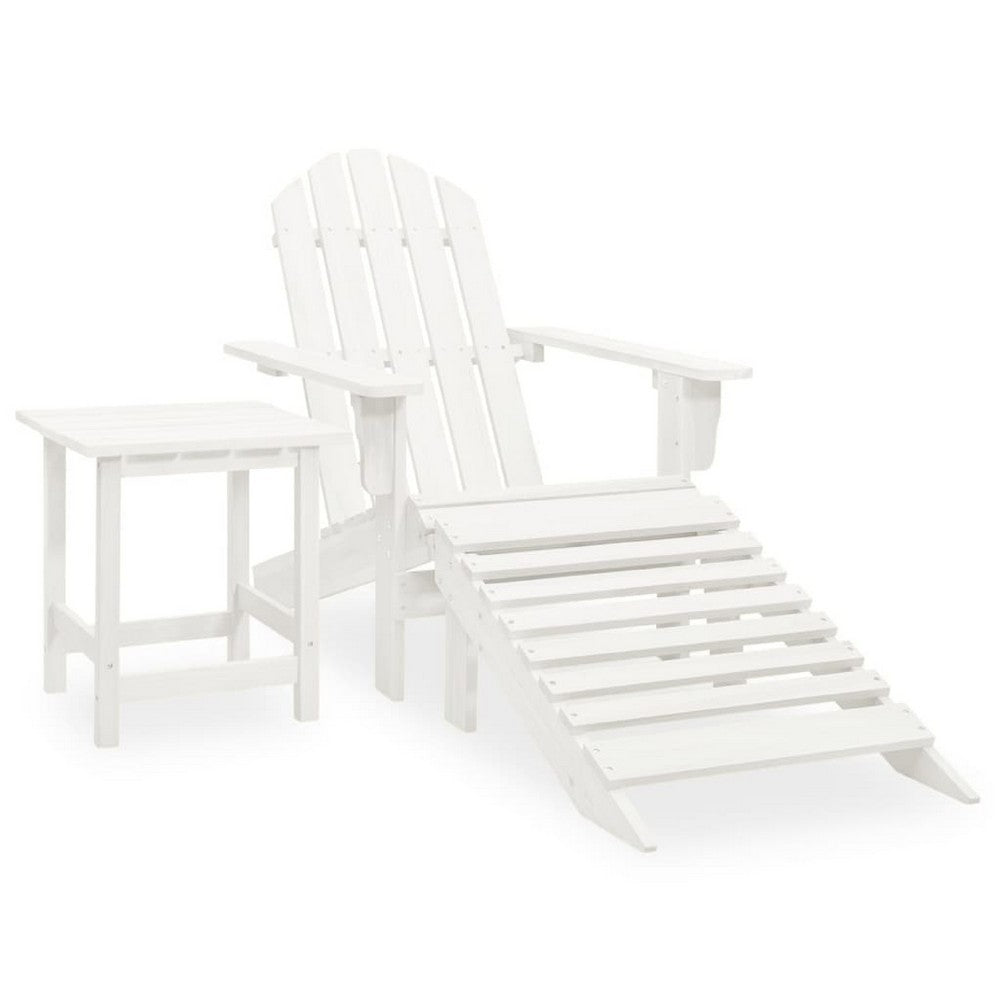 Neena 3pc Outdoor Adirondack Chair Set, White Wood, End Table and Ottoman - BM339773
