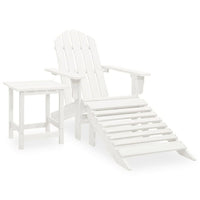 Neena 3pc Outdoor Adirondack Chair Set, White Wood, End Table and Ottoman - BM339773