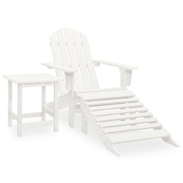 Neena 3pc Outdoor Adirondack Chair Set, White Wood, End Table and Ottoman - BM339773
