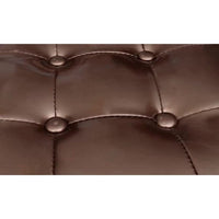 Deina 2pc Armchair and Footstool Set, Brown Faux Leather, Black Wood - BM339775