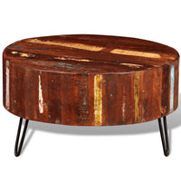 Coffee Table, Handcrafted Colorful Brown Solid Reclaimed Wood, 28 Inch - BM339776