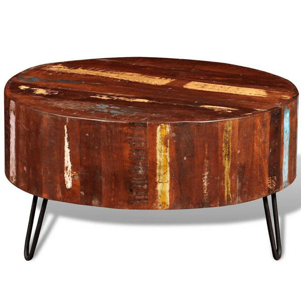 Coffee Table, Handcrafted Colorful Brown Solid Reclaimed Wood, 28 Inch - BM339776