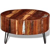 Coffee Table, Handcrafted Colorful Brown Solid Reclaimed Wood, 28 Inch - BM339776