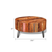 Coffee Table, Handcrafted Colorful Brown Solid Reclaimed Wood, 28 Inch - BM339776