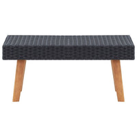 Keina Outdoor Coffee Table, Black Faux Rattan, Brown Wood, Square 28 Inch - BM339779