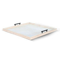 Yela Decorative Tray, 27x27 Square with Black Handles, Natural Brown - BM339780