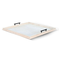 Yela Decorative Tray, 27x27 Square with Black Handles, Natural Brown - BM339780