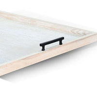 Yela Decorative Tray, 27x27 Square with Black Handles, Natural Brown - BM339780