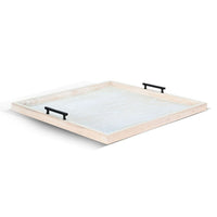 Yela Decorative Tray, 27x27 Square with Black Handles, Natural Brown - BM339780