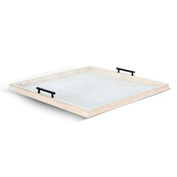 Yela Decorative Tray, 27x27 Square with Black Handles, Natural Brown - BM339780