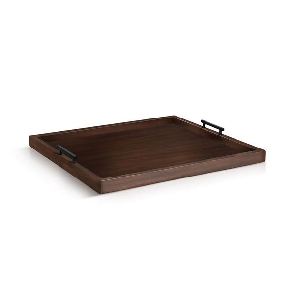 Yela Decorative Tray, 27x27 Square with Black Handles, Dark Brown - BM339781
