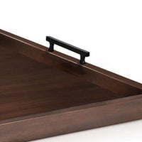 Yela Decorative Tray, 27x27 Square with Black Handles, Dark Brown - BM339781