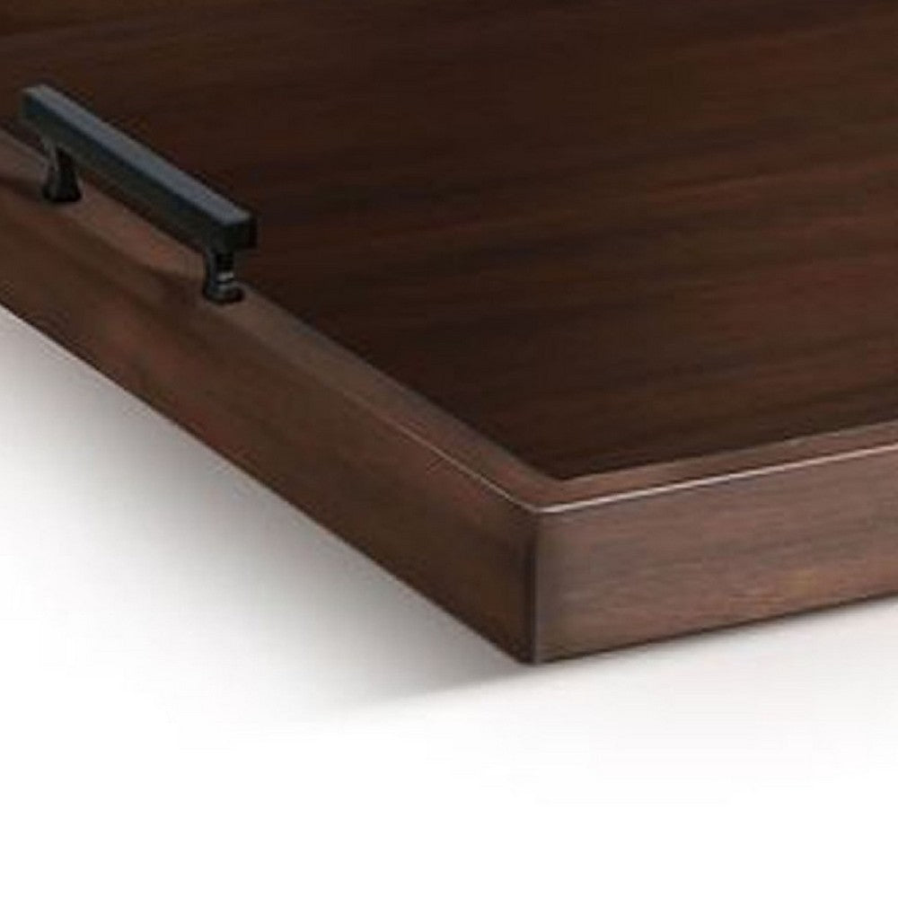 Yela Decorative Tray, 27x27 Square with Black Handles, Dark Brown - BM339781