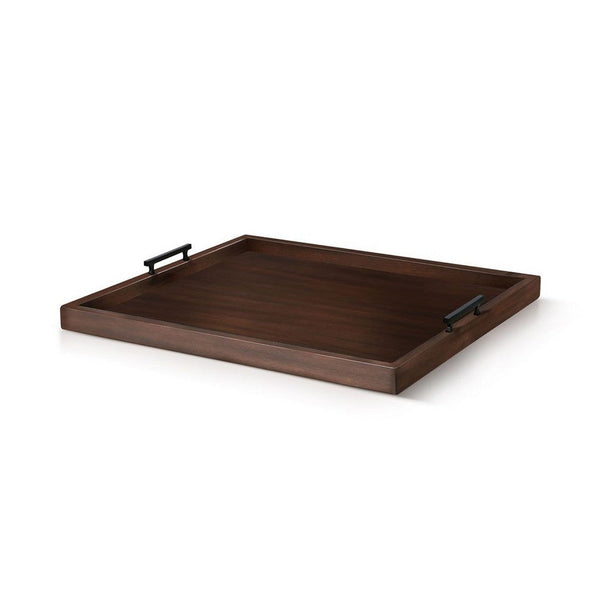 Yela Decorative Tray, 27x27 Square with Black Handles, Dark Brown - BM339781