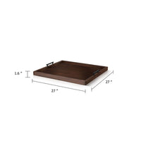 Yela Decorative Tray, 27x27 Square with Black Handles, Dark Brown - BM339781