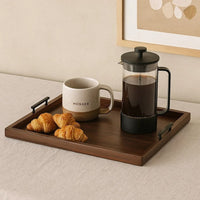 Yela Decorative Tray, 27x27 Square with Black Handles, Dark Brown - BM339781