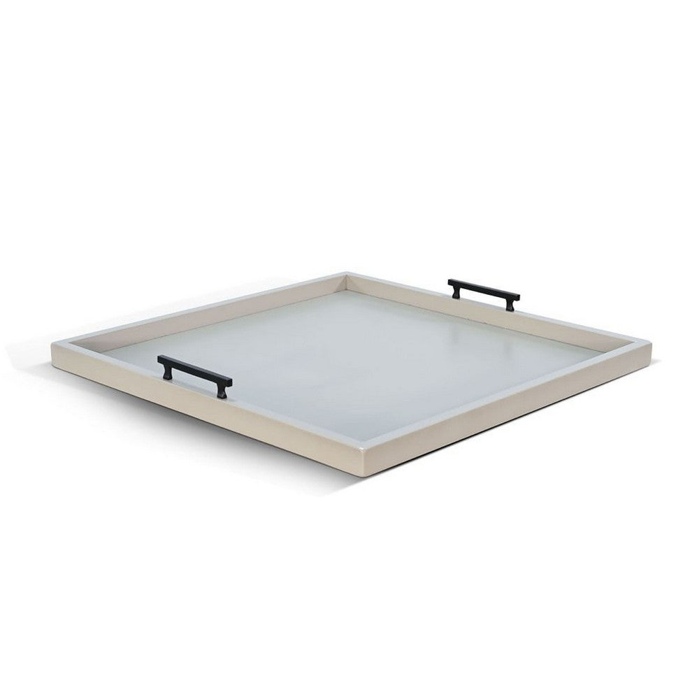 Yela Decorative Tray, 27x27 Square with Black Handles, Light Gray - BM339782