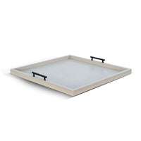 Yela Decorative Tray, 27x27 Square with Black Handles, Light Gray - BM339782