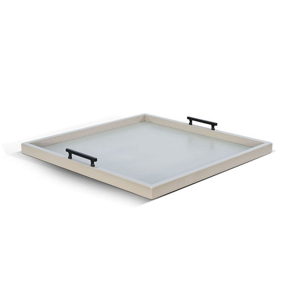 Yela Decorative Tray, 27x27 Square with Black Handles, Light Gray - BM339782