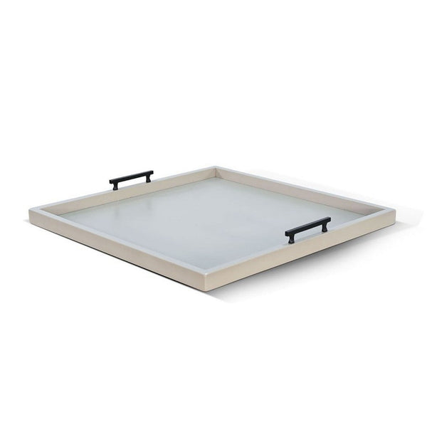 Yela Decorative Tray, 27x27 Square with Black Handles, Light Gray - BM339782