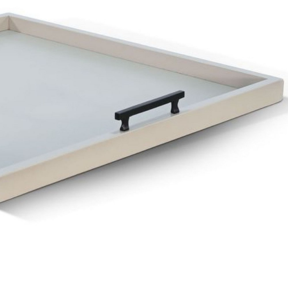 Yela Decorative Tray, 27x27 Square with Black Handles, Light Gray - BM339782