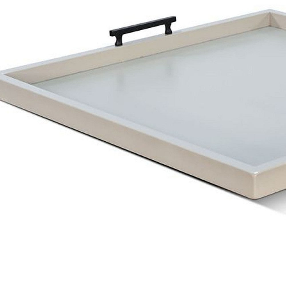 Yela Decorative Tray, 27x27 Square with Black Handles, Light Gray - BM339782