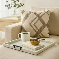 Yela Decorative Tray, 27x27 Square with Black Handles, Light Gray - BM339782