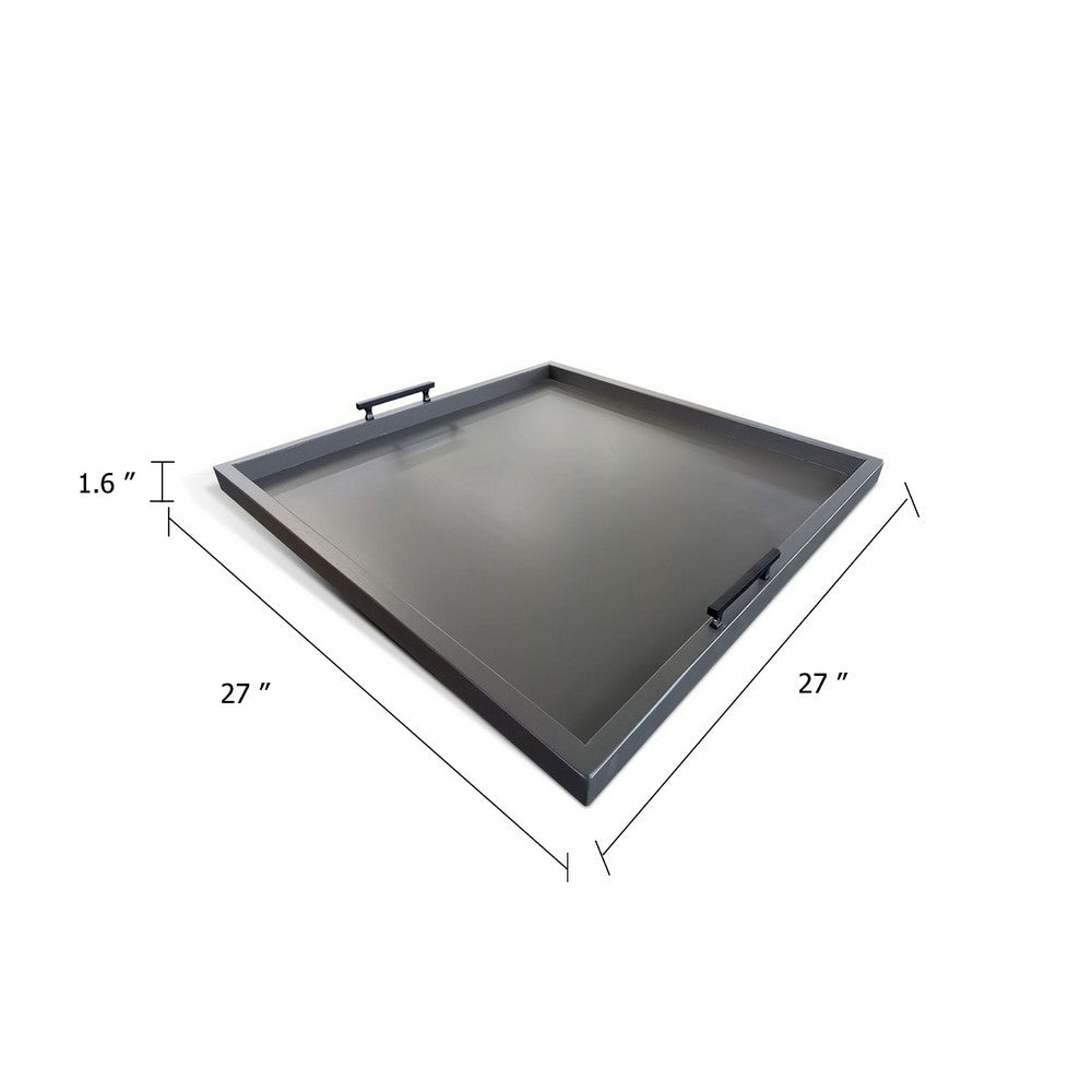 Yela Decorative Tray, 27x27 Square with Black Handles, Urban Bronze - BM339783