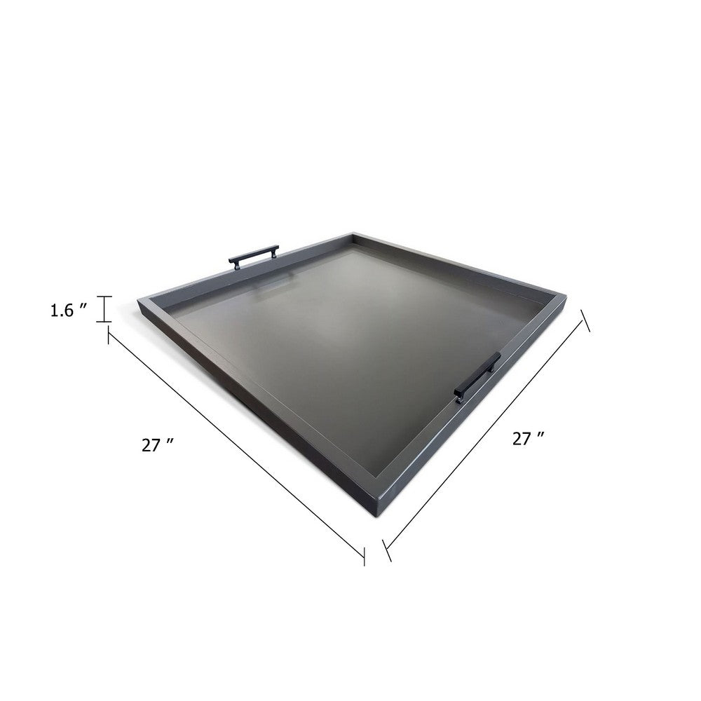 Yela Decorative Tray, 27x27 Square with Black Handles, Urban Bronze - BM339783