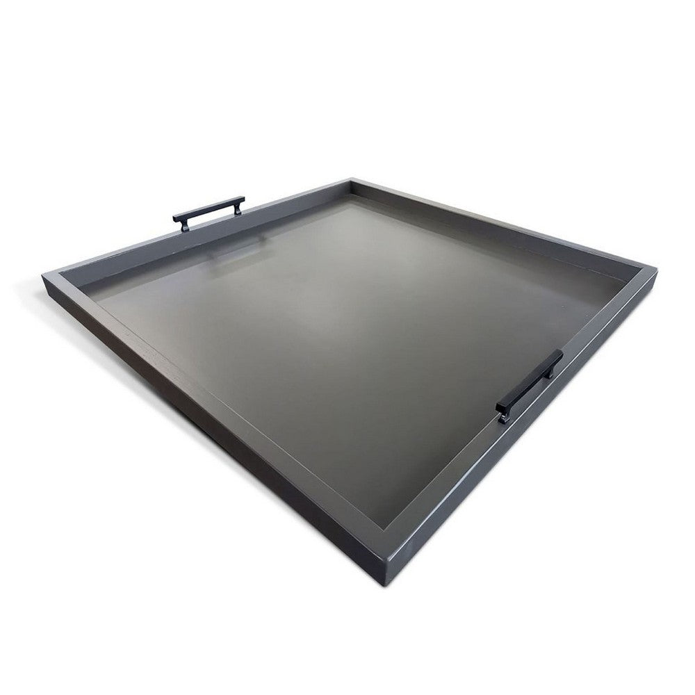 Yela Decorative Tray, 27x27 Square with Black Handles, Urban Bronze - BM339783