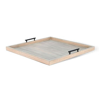 Yela Decorative Tray, 27x27 Square with Black Handles, Wheat Gray - BM339784