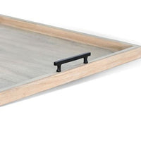 Yela Decorative Tray, 27x27 Square with Black Handles, Wheat Gray - BM339784