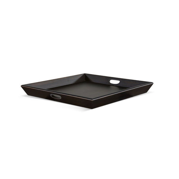 Decorative Tray, 27x27 Square with Cutout Handles, Black Solid Wood - BM339785