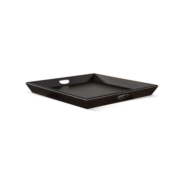 Decorative Tray, 27x27 Square with Cutout Handles, Black Solid Wood - BM339785