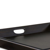 Decorative Tray, 27x27 Square with Cutout Handles, Black Solid Wood - BM339785