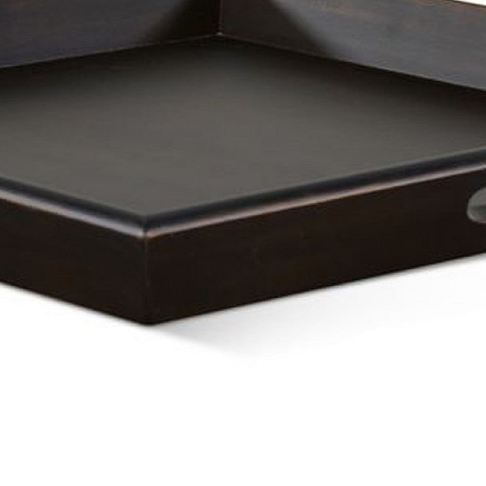 Decorative Tray, 27x27 Square with Cutout Handles, Black Solid Wood - BM339785