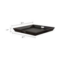 Decorative Tray, 27x27 Square with Cutout Handles, Black Solid Wood - BM339785