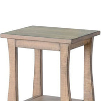 Zela Small Side End Table w Shelf and Curved Legs, Natural Brown, 11x14 Top - BM339786