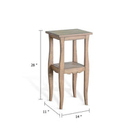 Zela Small Side End Table w Shelf and Curved Legs, Natural Brown, 11x14 Top - BM339786
