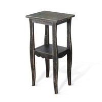 Zela Small Side End Table with Lower Shelf and Curved Legs, Black, 11x14 Top - BM339787