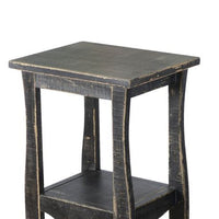 Zela Small Side End Table with Lower Shelf and Curved Legs, Black, 11x14 Top - BM339787