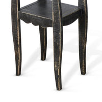 Zela Small Side End Table with Lower Shelf and Curved Legs, Black, 11x14 Top - BM339787